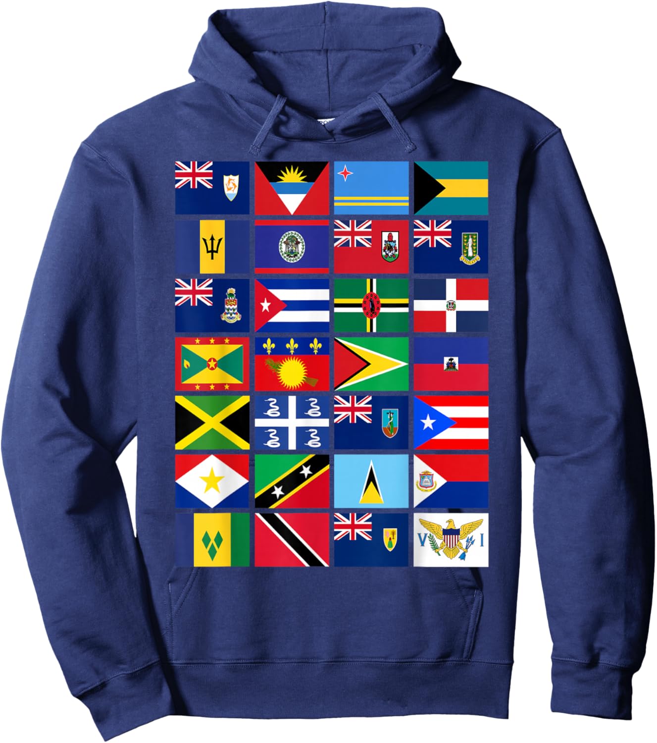 Caribbean Flags Unity Pride Souvenir Geography Gift Hoodie - Hoodie | Navy