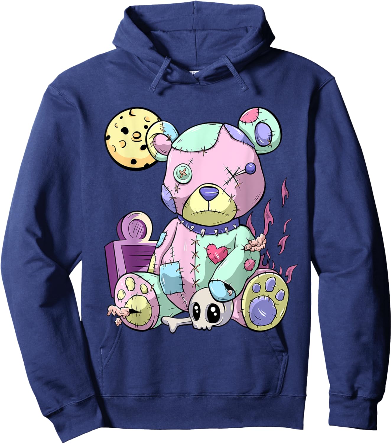 Kawaii Pink Pastel Goth Cute Creepy Teddy Bear Anime Hoodie - Hoodie | Navy
