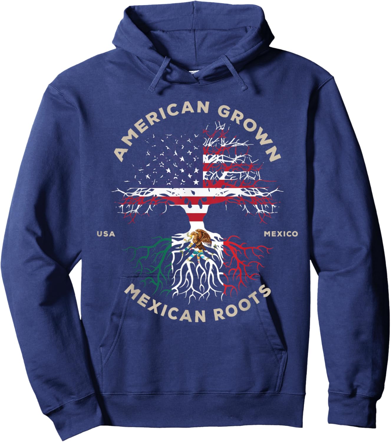 American Grown With Mexican Roots Hoodie - Hoodie | Navy