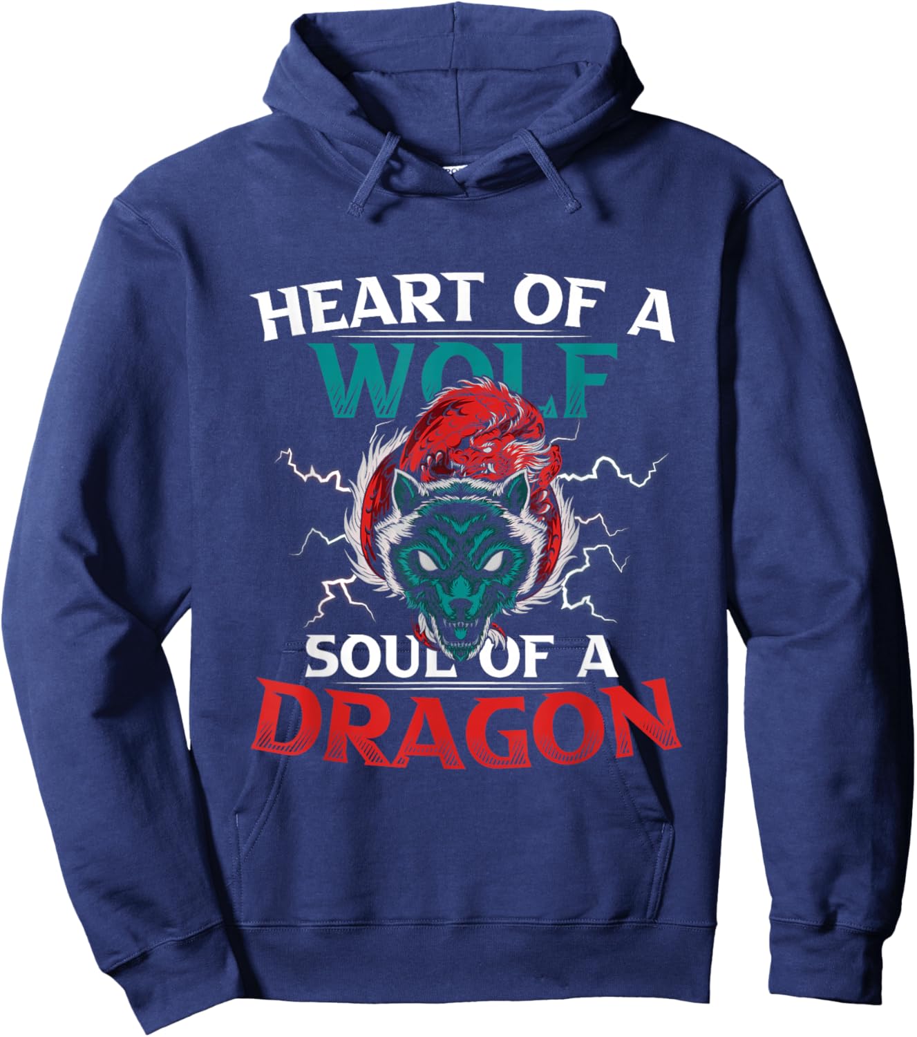 Heart Of A Wolf Soul Of A Dragon Brave Animals Hoodie - Hoodie | Navy