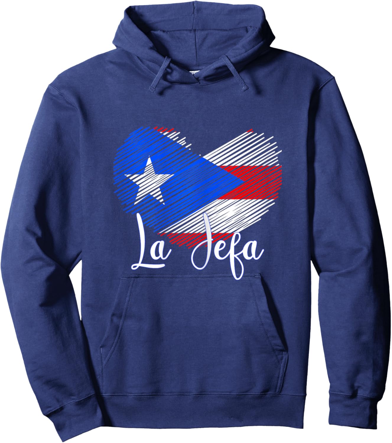 Boricua Jefa Puerto Rico Heart Flag Boricua Mom mothers day Hoodie - Hoodie | Navy
