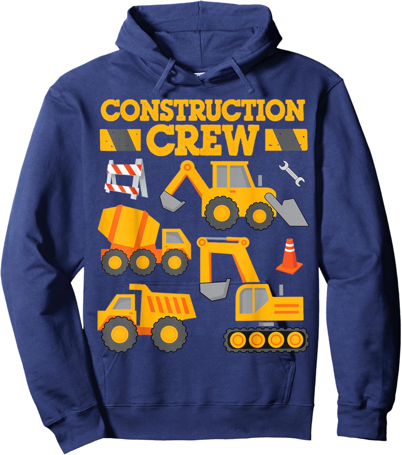 Construction Crew Worker Excavator Shirt Toddler Boys Girls Hoodie - Hoodie | Navy