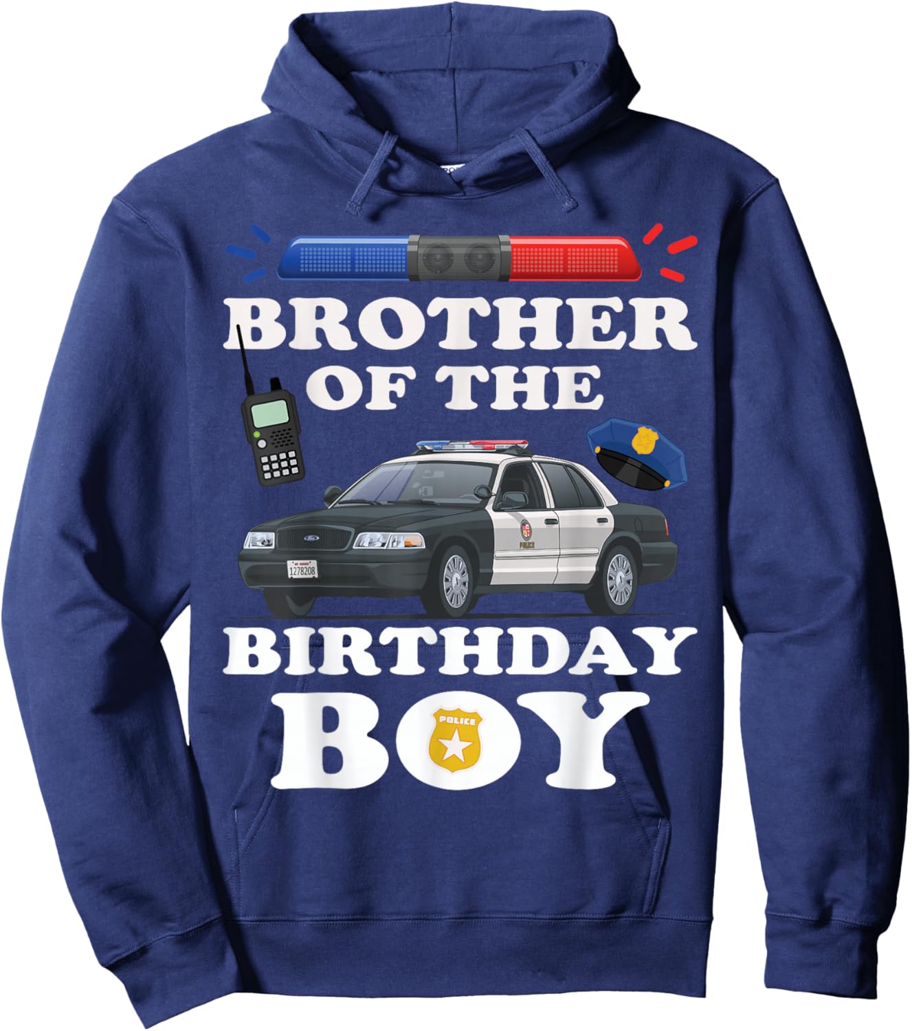 Brother of the Birthday Boy Police Officer Birthday Party Hoodie - Hoodie | Navy