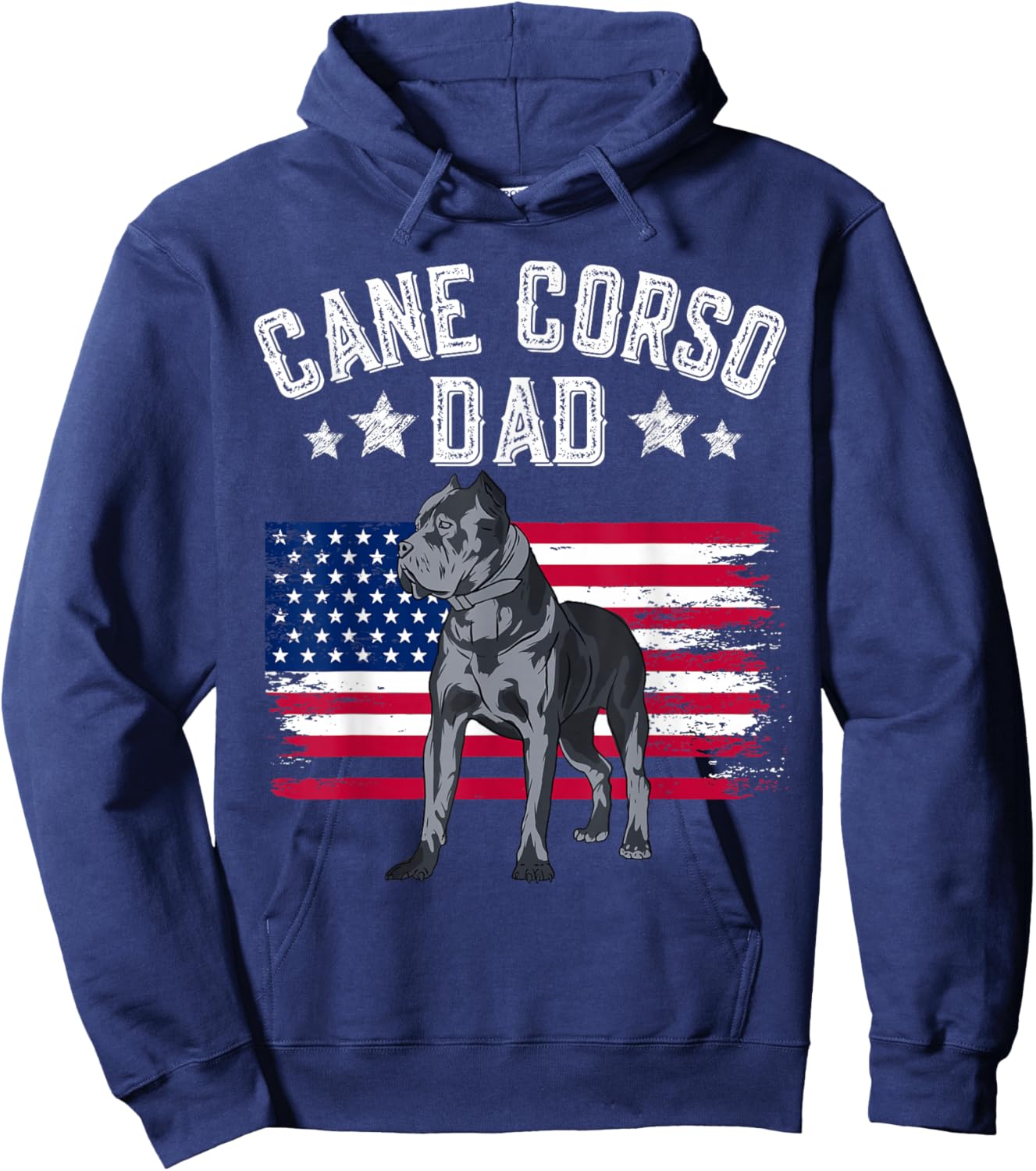 Cane Corso Dad American Flag Best Italian Mastiff Dog Lover Hoodie - Hoodie | Navy
