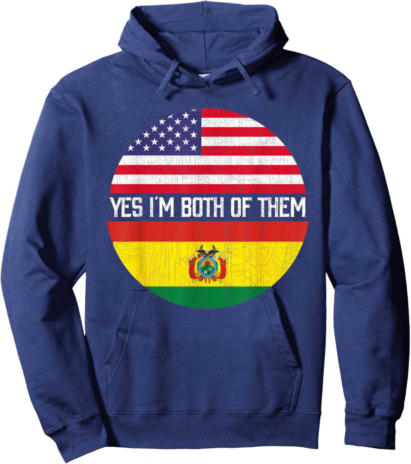 Half American Half Bolivian USA Flag Family Heritage Kids Men Hoodie - Hoodie | Navy