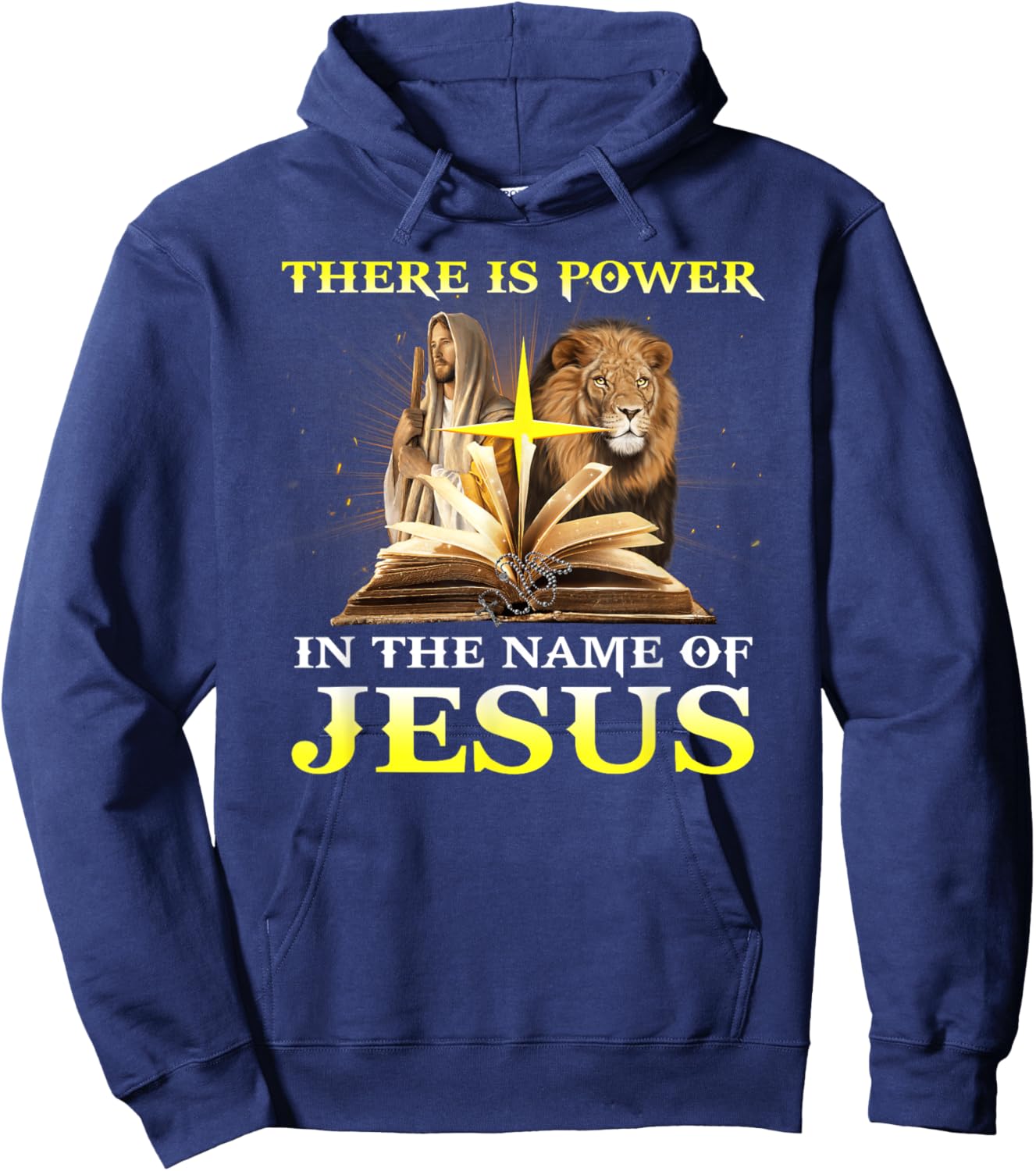 There Is Power In The Name Of Jesus Lion Christian Hoodie - Hoodie | Navy
