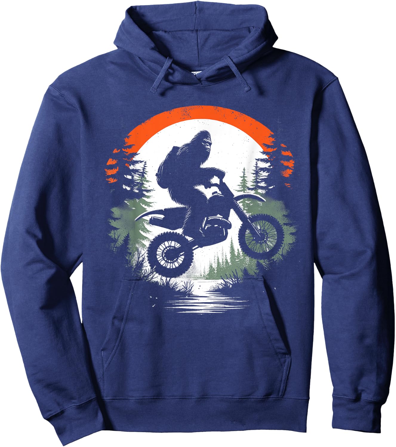 Bigfoot Dirtbike - Funny Bigfoot Sasquatch Bike Lover Hoodie - Hoodie | Navy