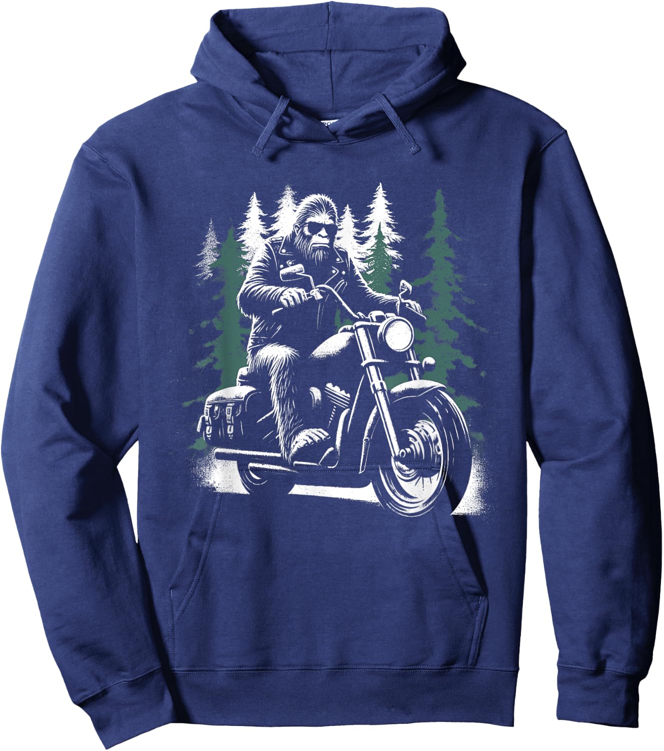 Bigfoot Motorcycle Biker - Funny Bigfoot Sasquatch Lover Hoodie - Hoodie | Navy
