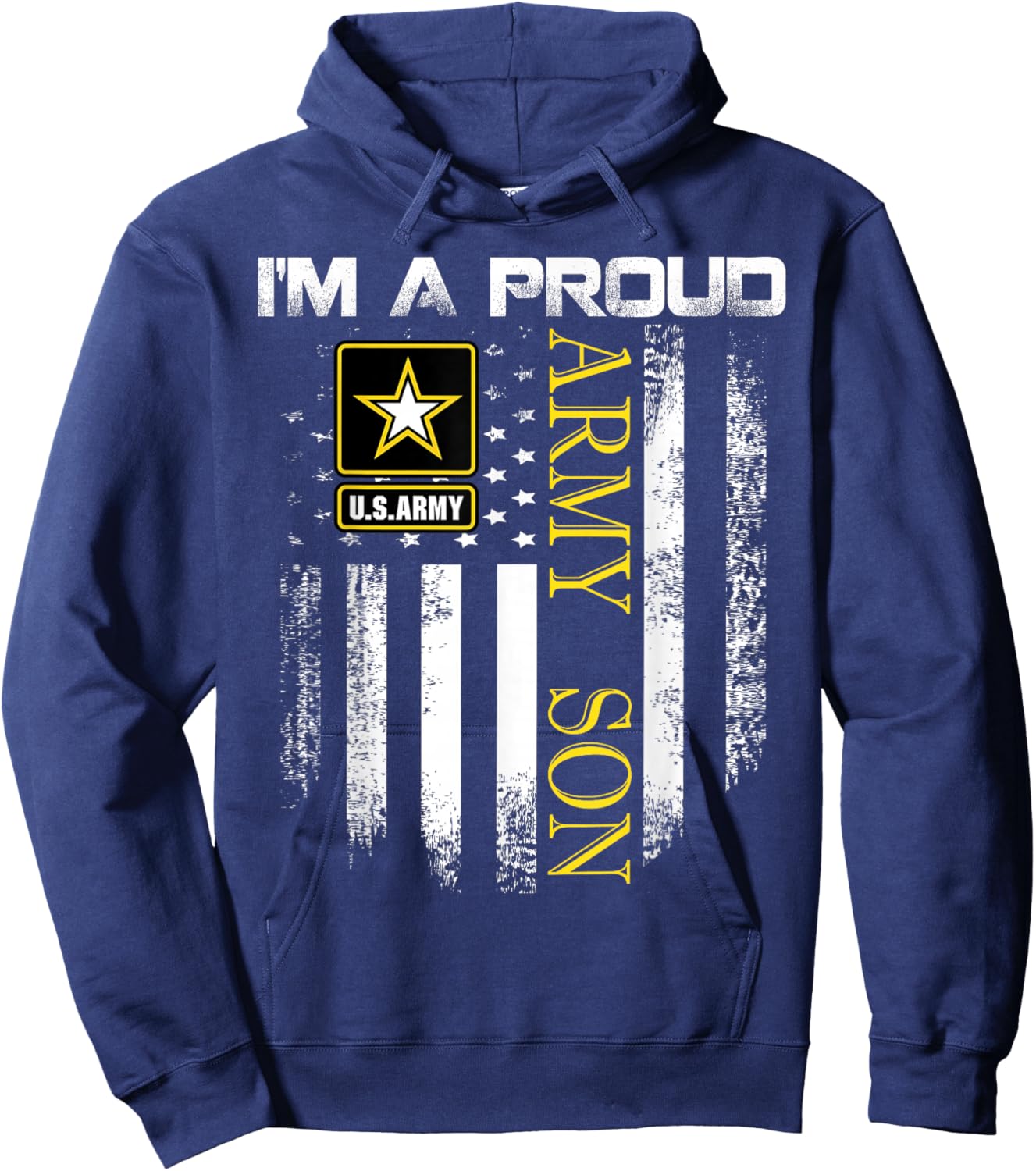 Vintage I'm A Proud Army Son With American Flag Gift Hoodie - Hoodie | Navy