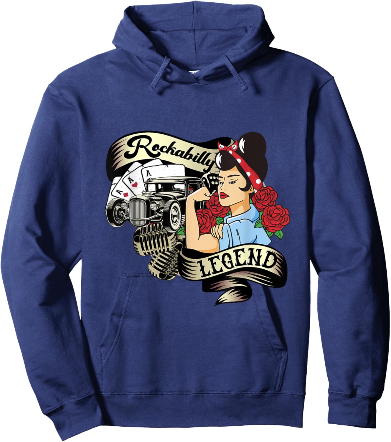 Vintage 50s RnR Design - Rockabilly Legend Hoodie - Hoodie | Navy