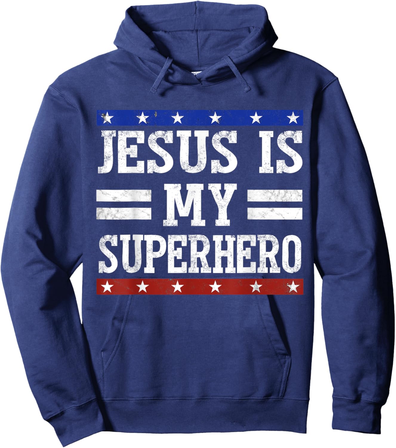 Vintage Jesus is My Superhero Fun Christian Religious Hoodie - Hoodie | Navy