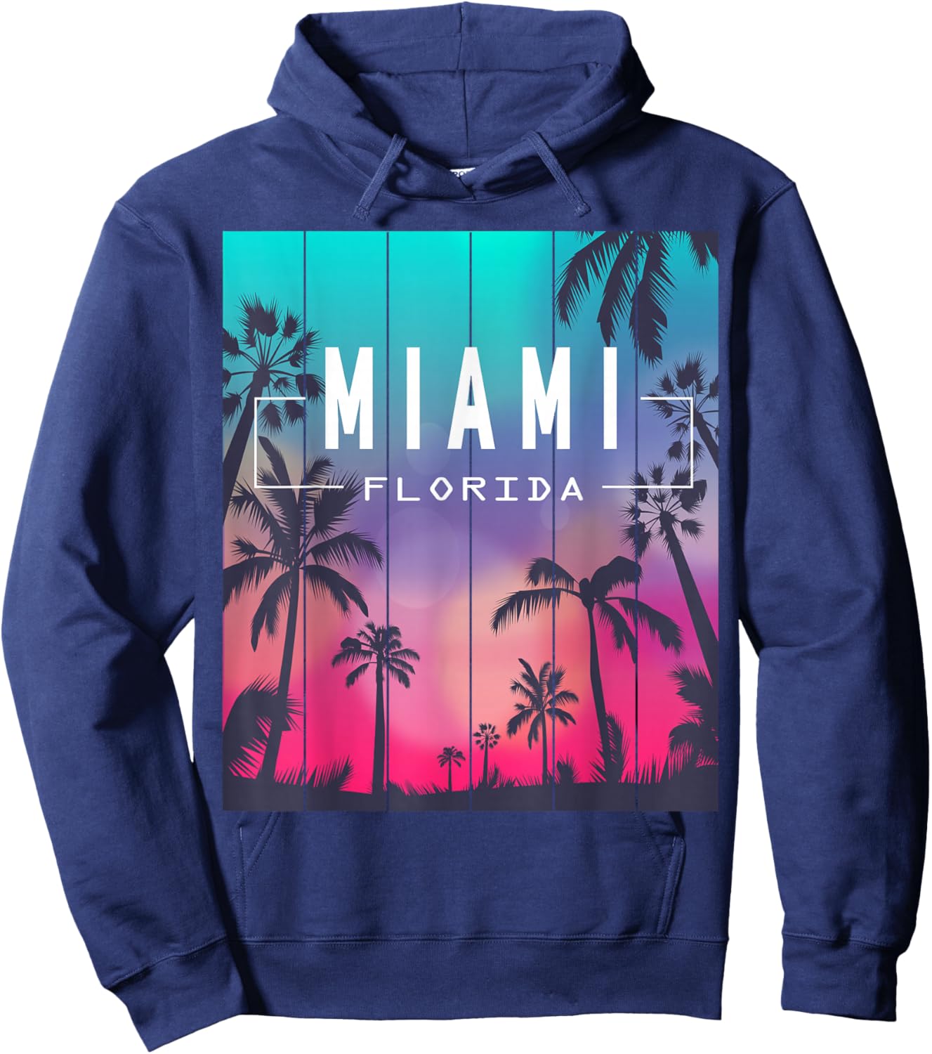 Miami Florida Sunset - I Love Miami Beach Souvenir Hoodie - Hoodie | Navy