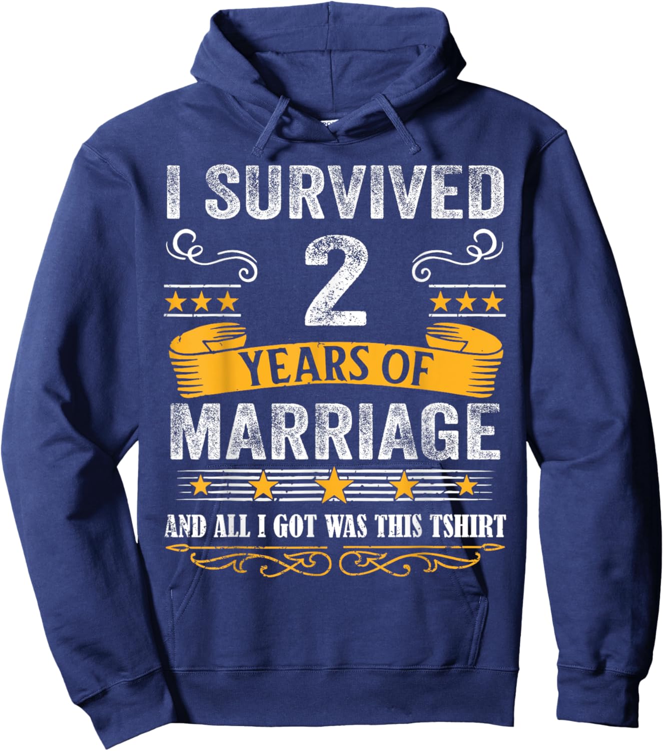 2nd Wedding Anniversary shirt Couples Husband Wife 2 Years Hoodie - Hoodie | Navy