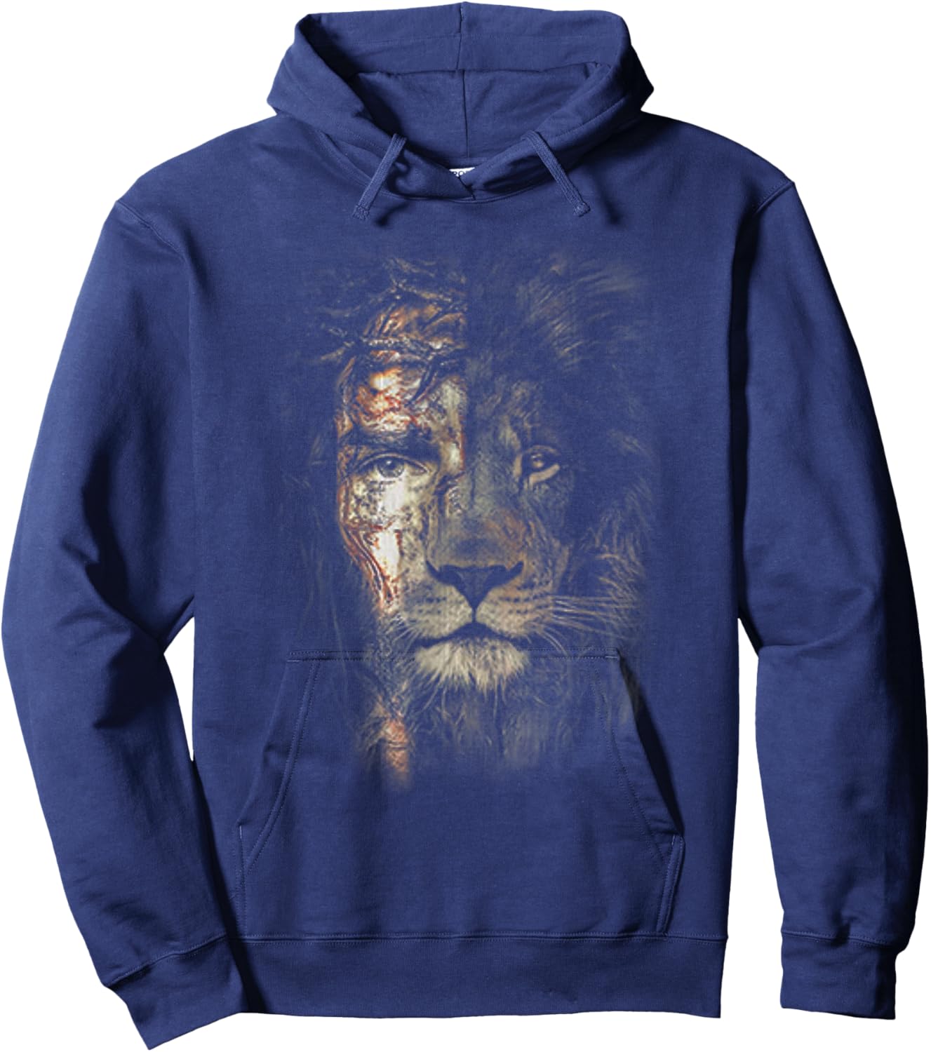Jesus Lion Christian Cross Religion Lover Hoodie - Hoodie | Navy