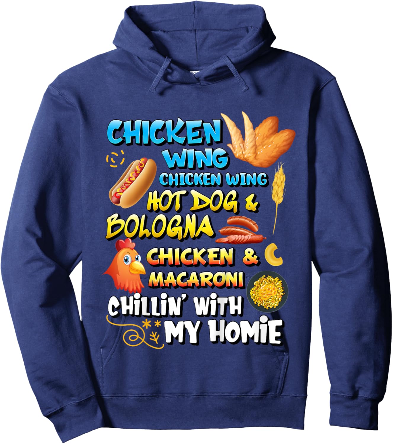 Viral Chicken Wing Chicken Wing Hot Dog Bologna Song lyric for Kids Hoodie - Hoodie | Navy