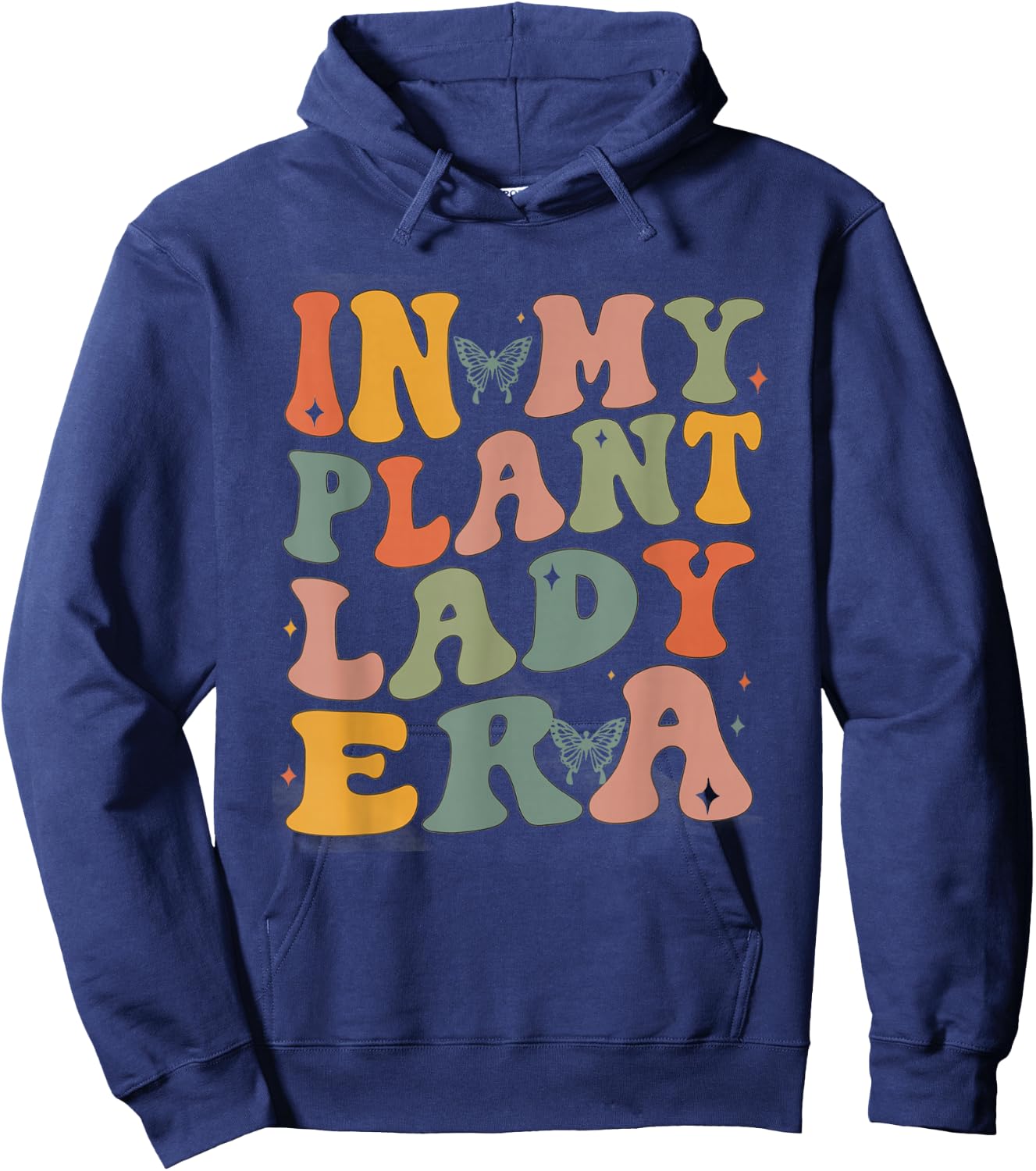 Retro Groovy in My Plant Lady Era Xmas Gardening Plant Mom Hoodie - Hoodie | Navy