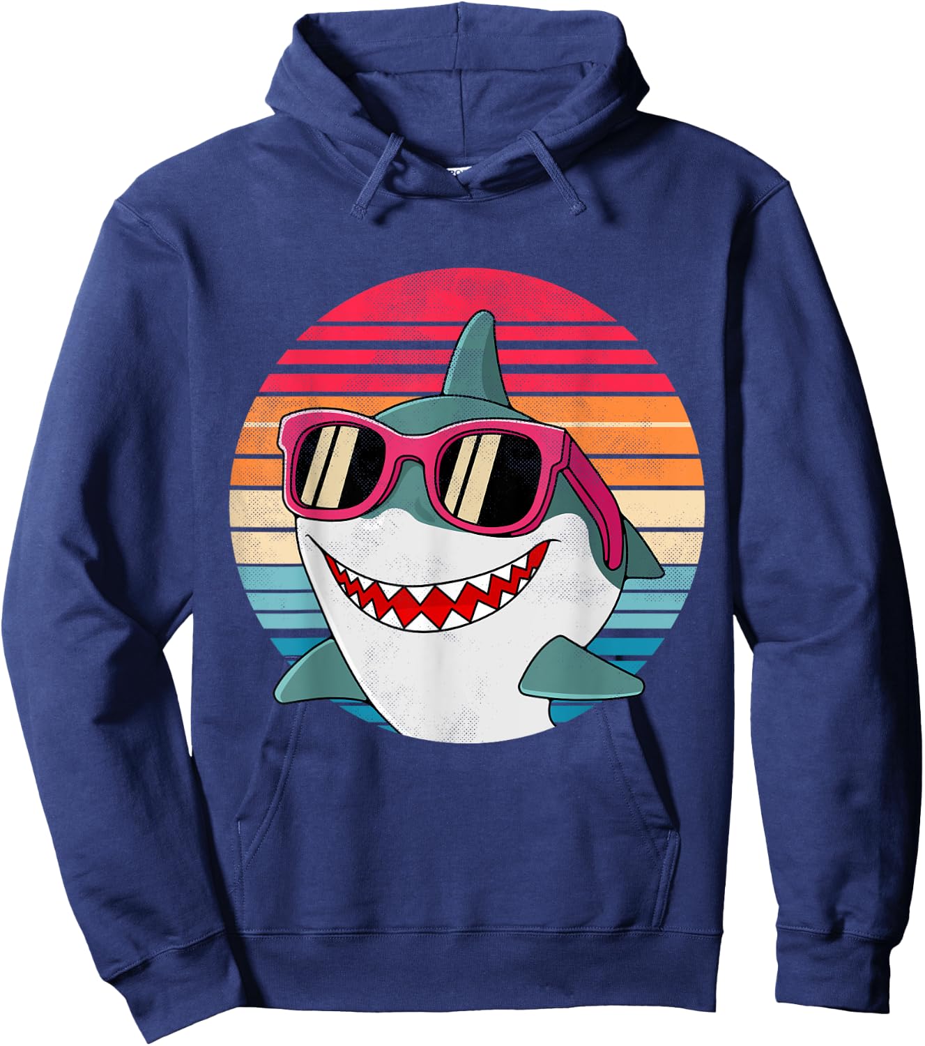 Retro Shark Art Women Men Sunglasses 70s 80s 90s Funny Shark Hoodie - Hoodie | Navy