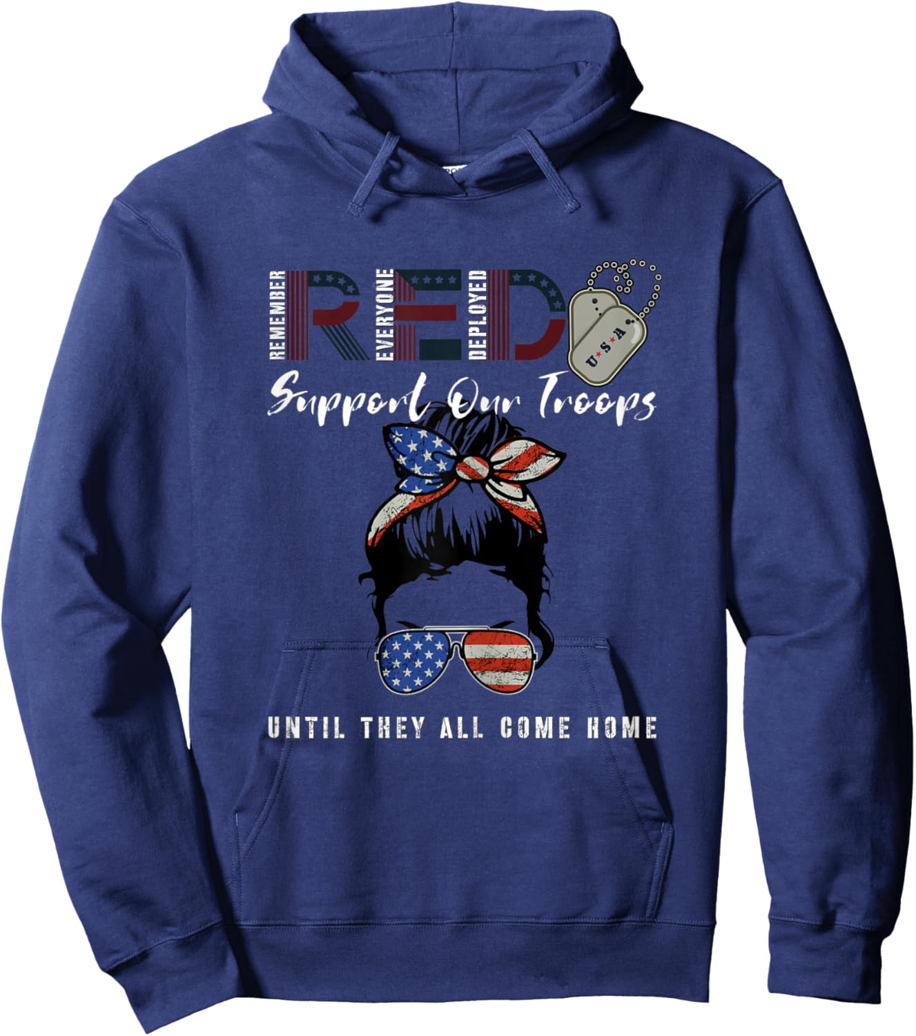 On Friday We Wear Red Friday Military Support troops US Flag Hoodie - Hoodie | Navy