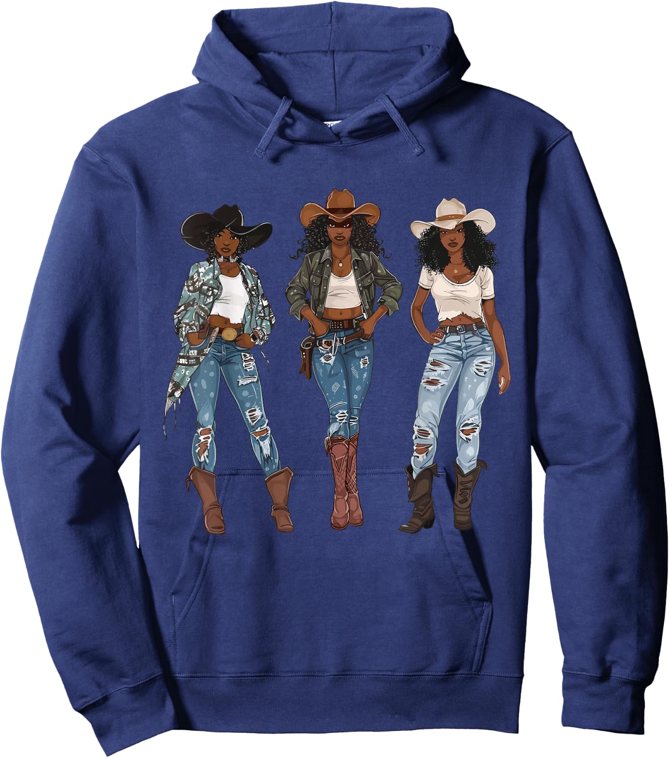 Black African American Cowgirl Western Country Texas Rodeo Hoodie - Hoodie | Navy