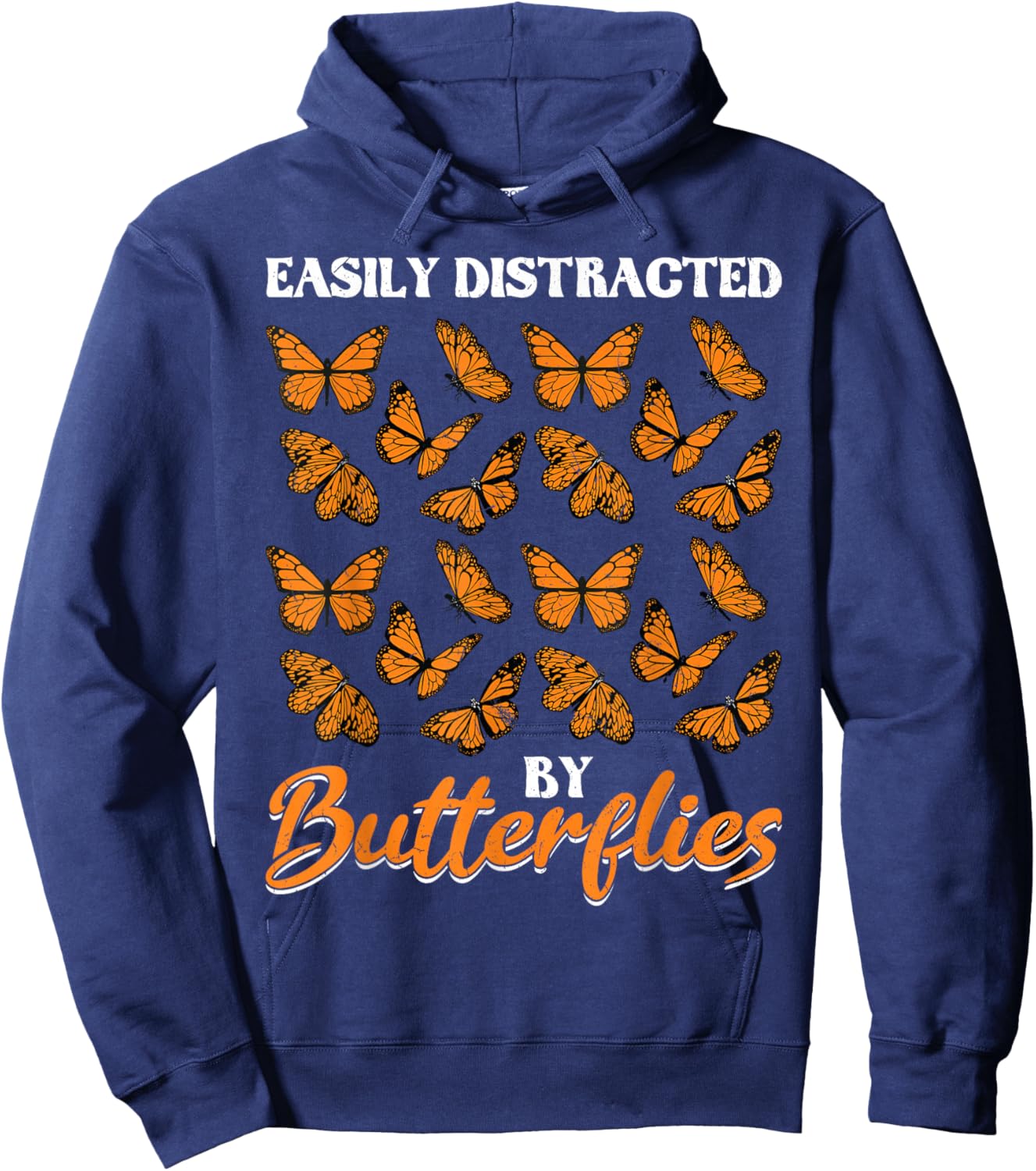Easily Distracted by Butterflies Monarch Butterfly Hoodie - Hoodie | Navy