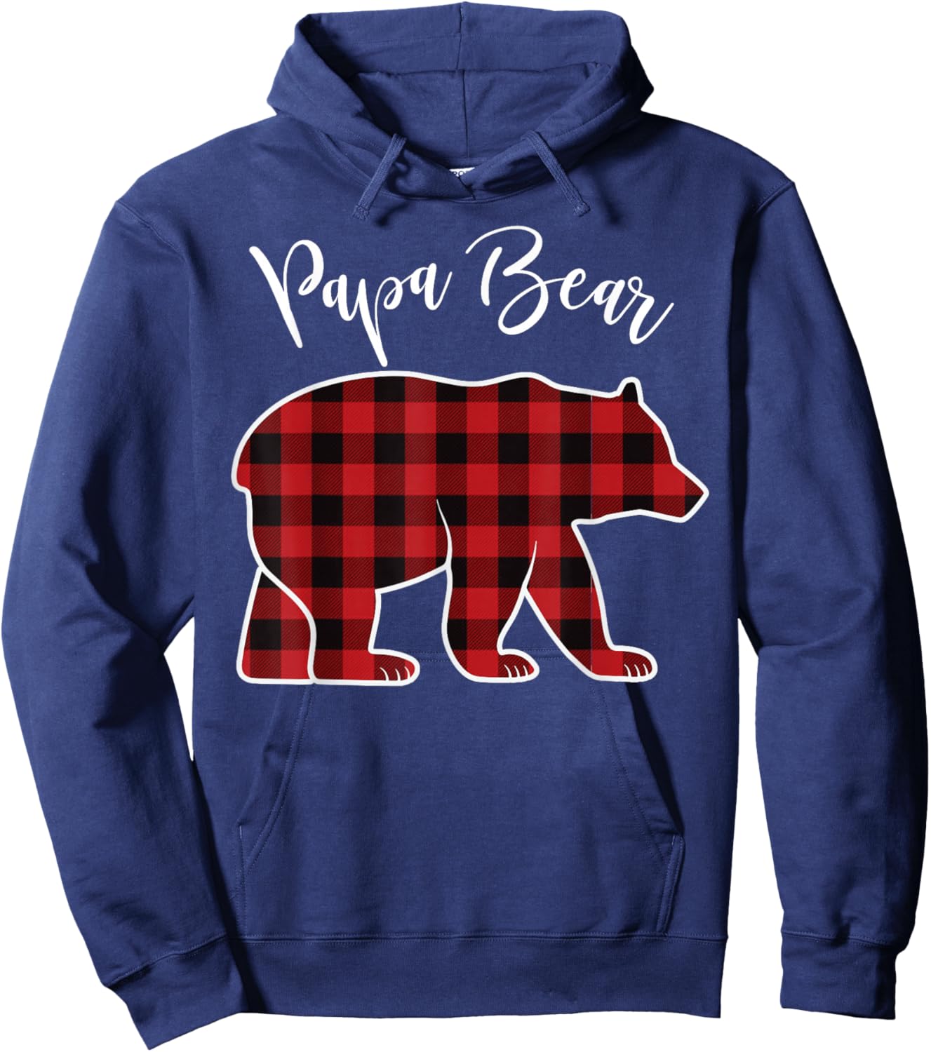 Papa Bear Pajama Red Buffalo Xmas Funny Family Christmas Hoodie - Hoodie | Navy
