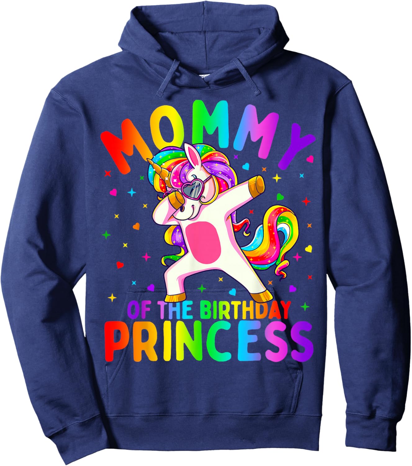 Mommy of The Birthday Princess Girl Dabbing Unicorn Mom Small Hoodie - Hoodie | Navy