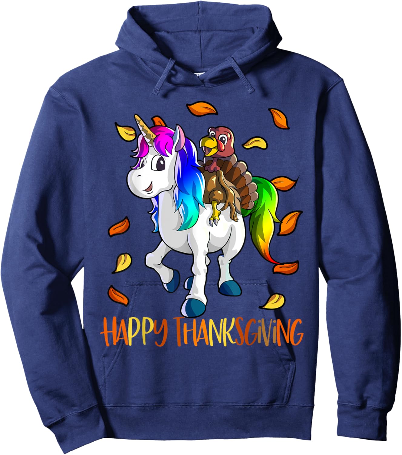 Unicorn Thanksgiving Shirt Girls Kids Unicorn Turkey Hoodie - Hoodie | Navy