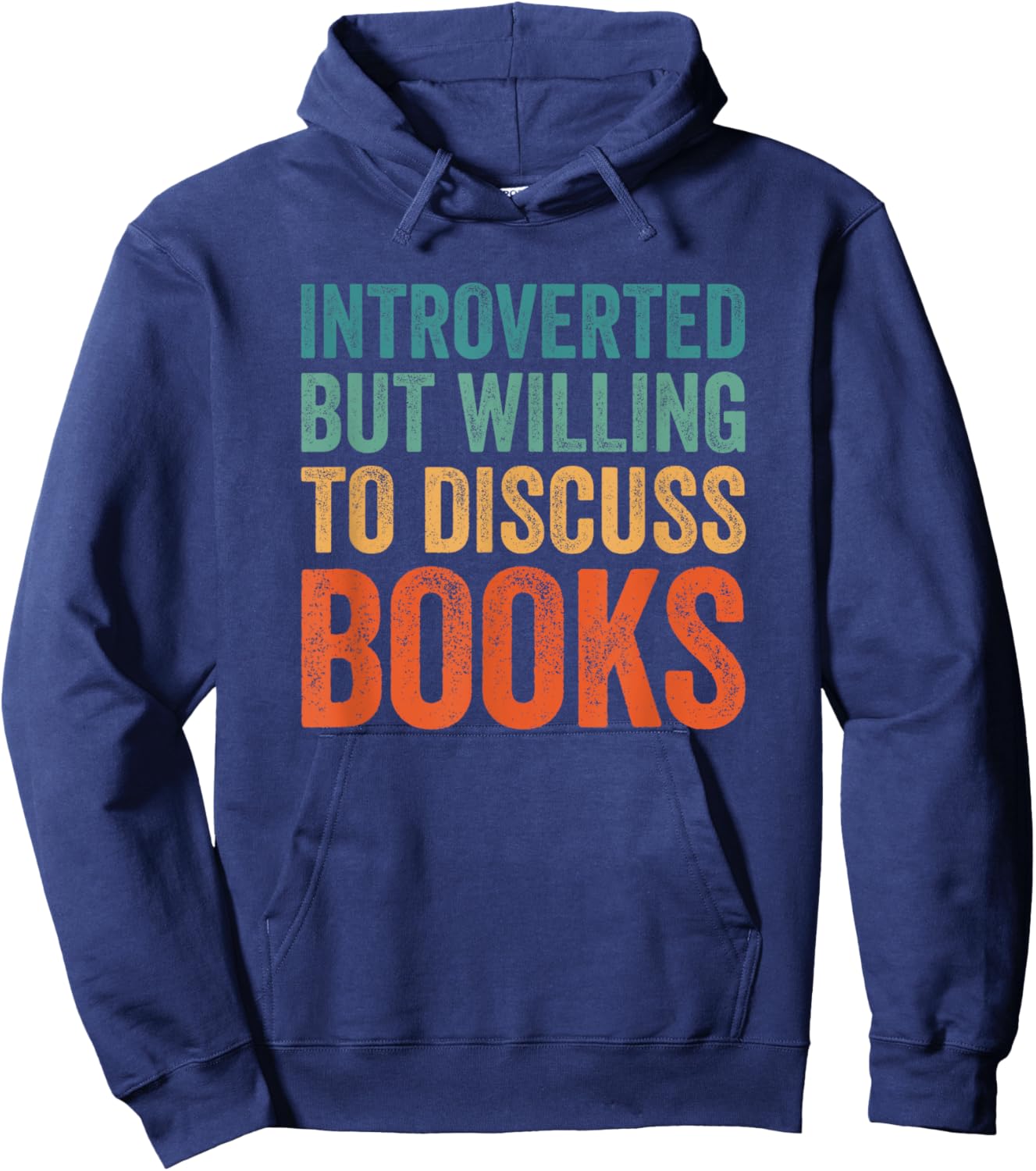 Introverted But Willing To Discuss Books Nerd Vintage Style Hoodie - Hoodie | Navy