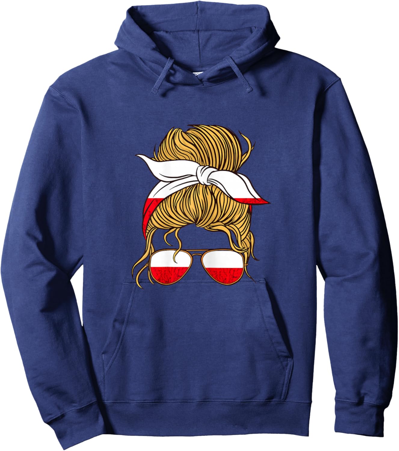 Polska Woman Roots Sunglass Polish Flag Polish Pride Poland Hoodie - Hoodie | Navy