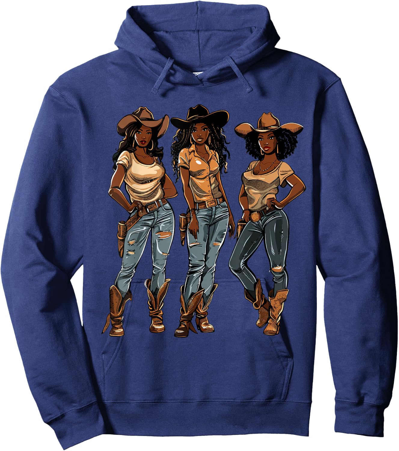 Black African American Cowgirl Western Country Texas Rodeo Hoodie - Hoodie | Navy