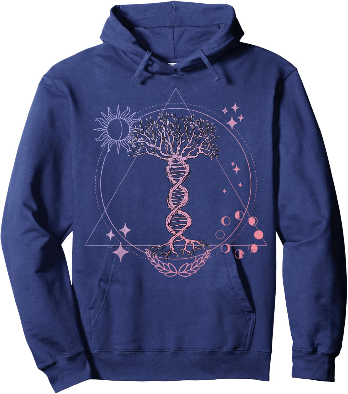 Triangle Phases Moon and Tree Life DNA - Esoteric Geometry Hoodie - Hoodie | Navy