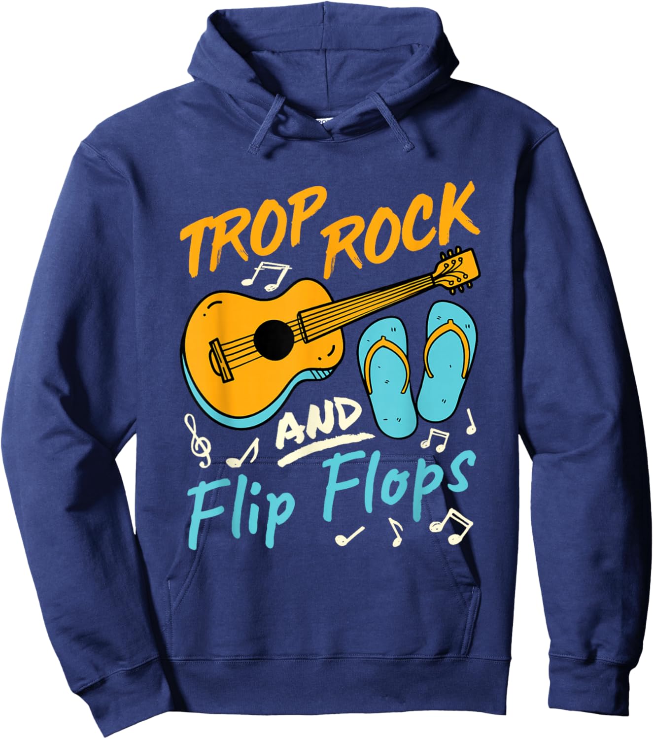 Trop Rock and Flip Flops Tropical Music Lover Island Graphic Hoodie - Hoodie | Navy
