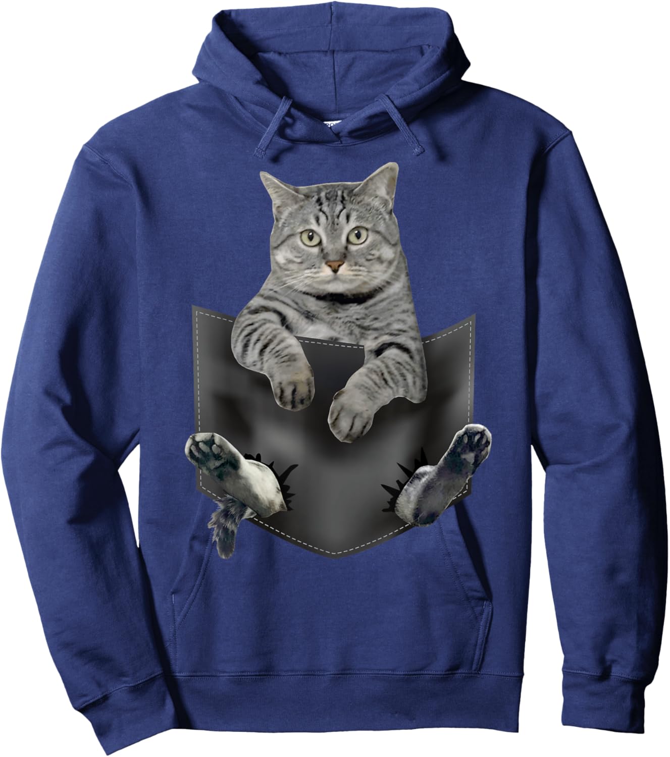 Cat in Pocket Funny Grey Cats Paws Animal Lover Kitten Owner Men Women Kids Hoodie - Hoodie | Navy