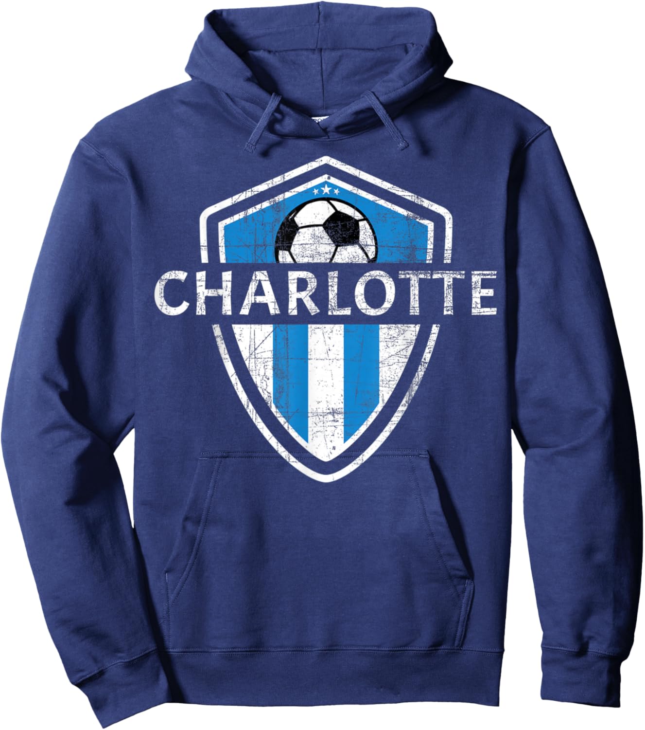 Charlotte 704 Jersey - Fan Badge Distressed Hoodie - Hoodie | Navy
