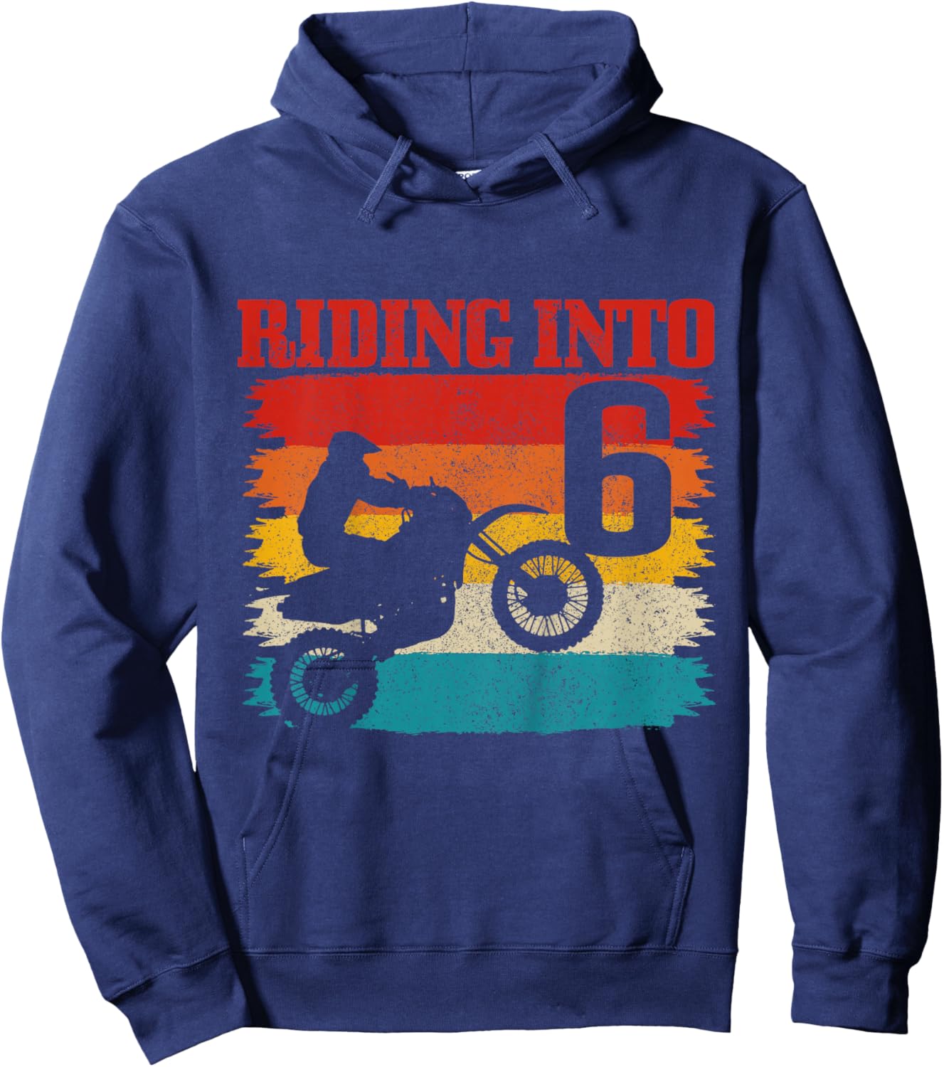 Riding Into 6 Motocross 6th Birthday Dirt Bike Enduro Hoodie - Hoodie | Navy