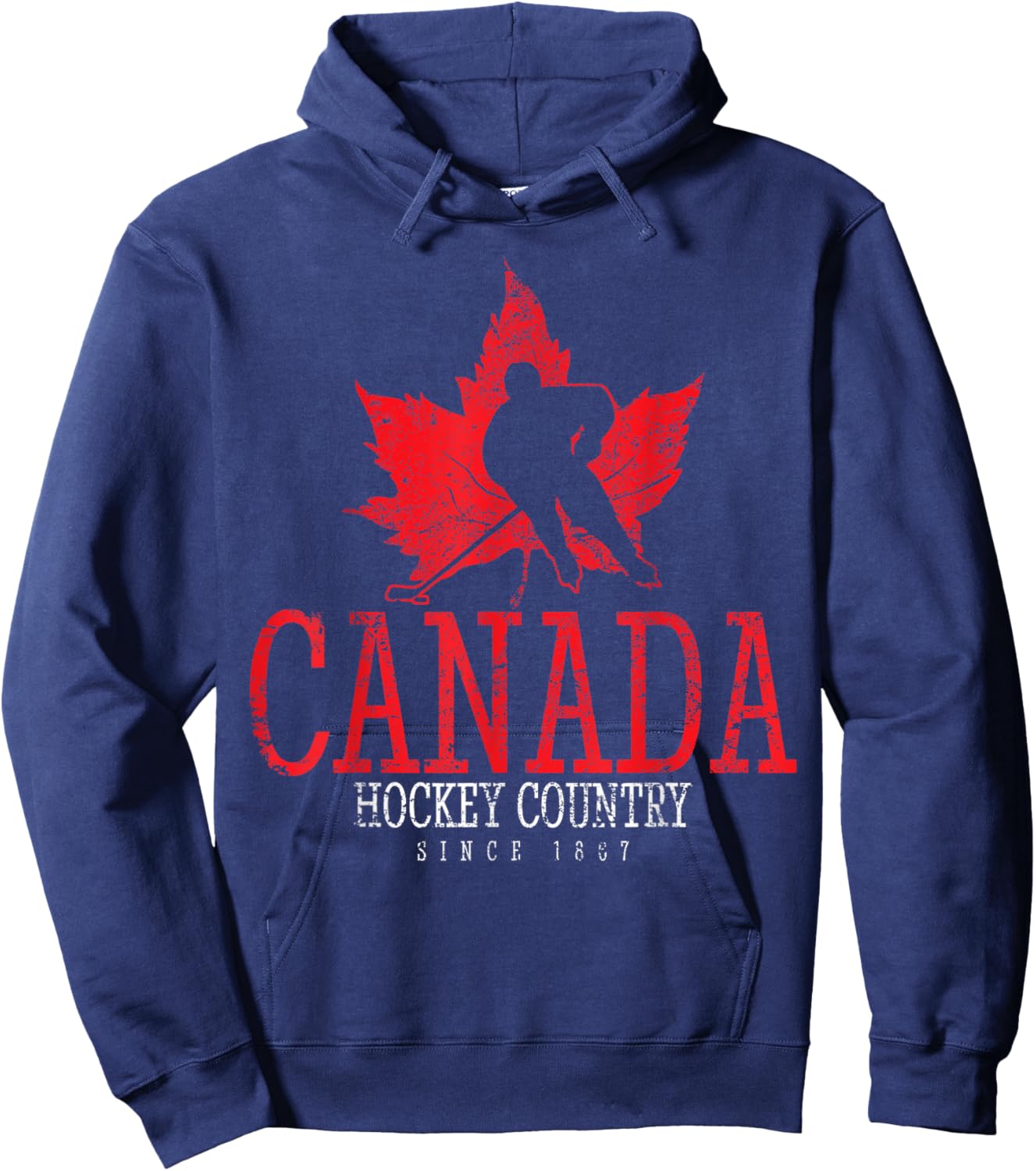 Canada Ice Hockey Sport Canadian Player Vintage Hoodie - Hoodie | Navy