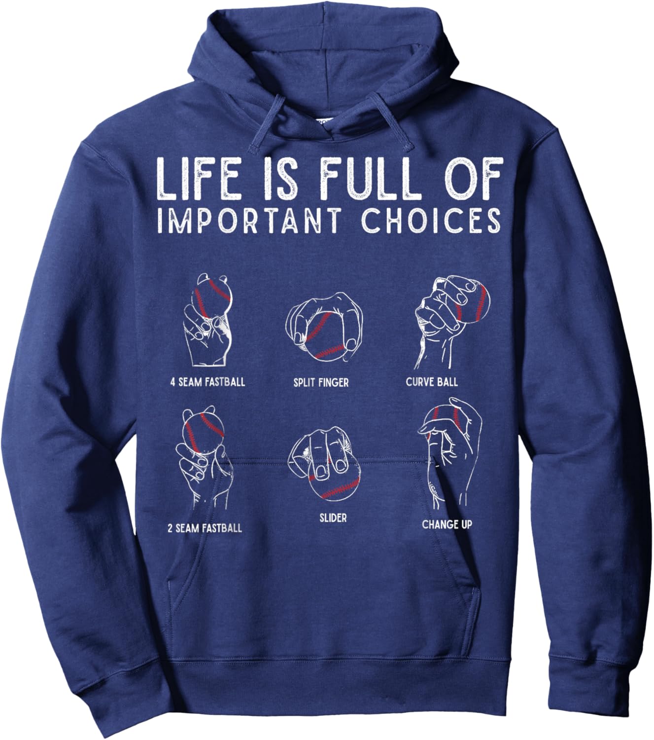 Types of Baseball Pitches Life Choices Pitcher Player Hoodie - Hoodie | Navy