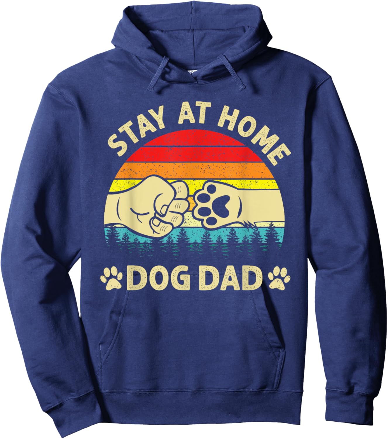 Vintage Stay at Home Dog Dad Retro Dog Lovers Father's Day Women Hoodie - Hoodie | Navy