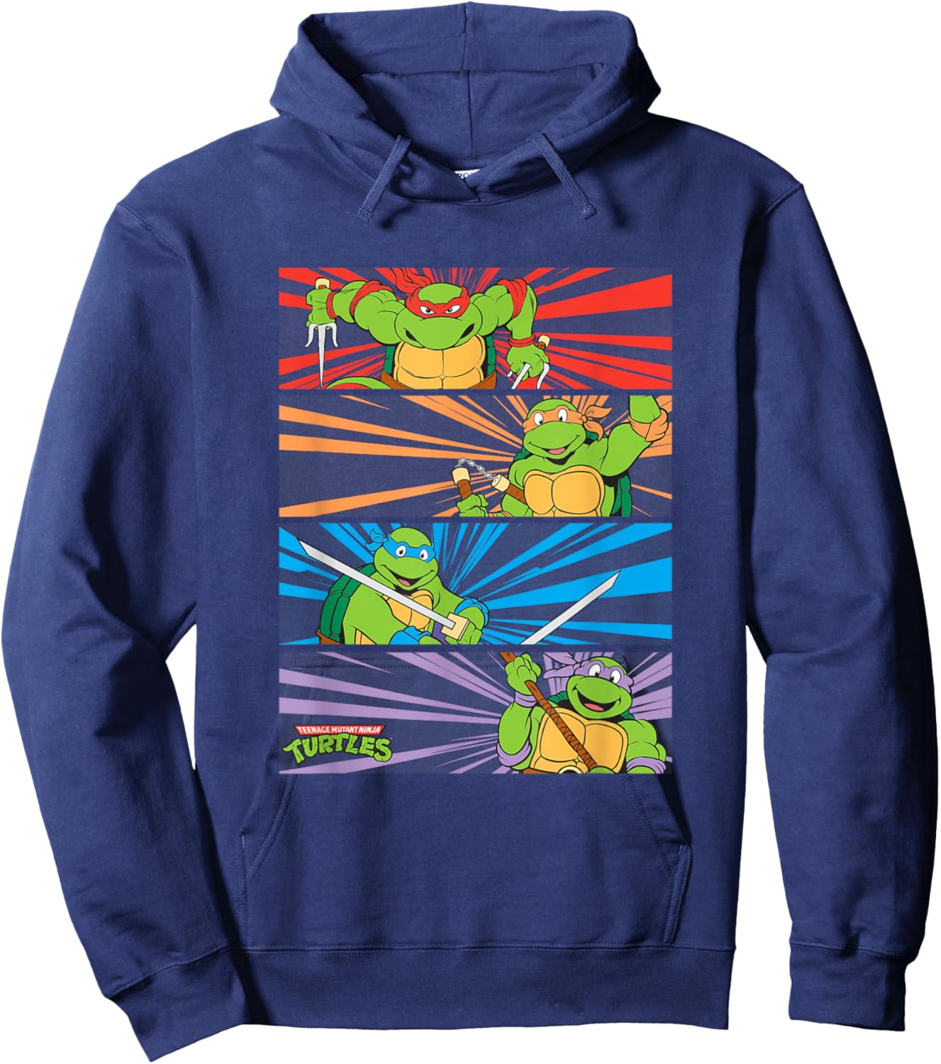 Mademark x Teenage Mutant Ninja Turtles - Raphael, Michaelangelo, Donatello and Leonardo Retro Style Hoodie - Hoodie | Navy