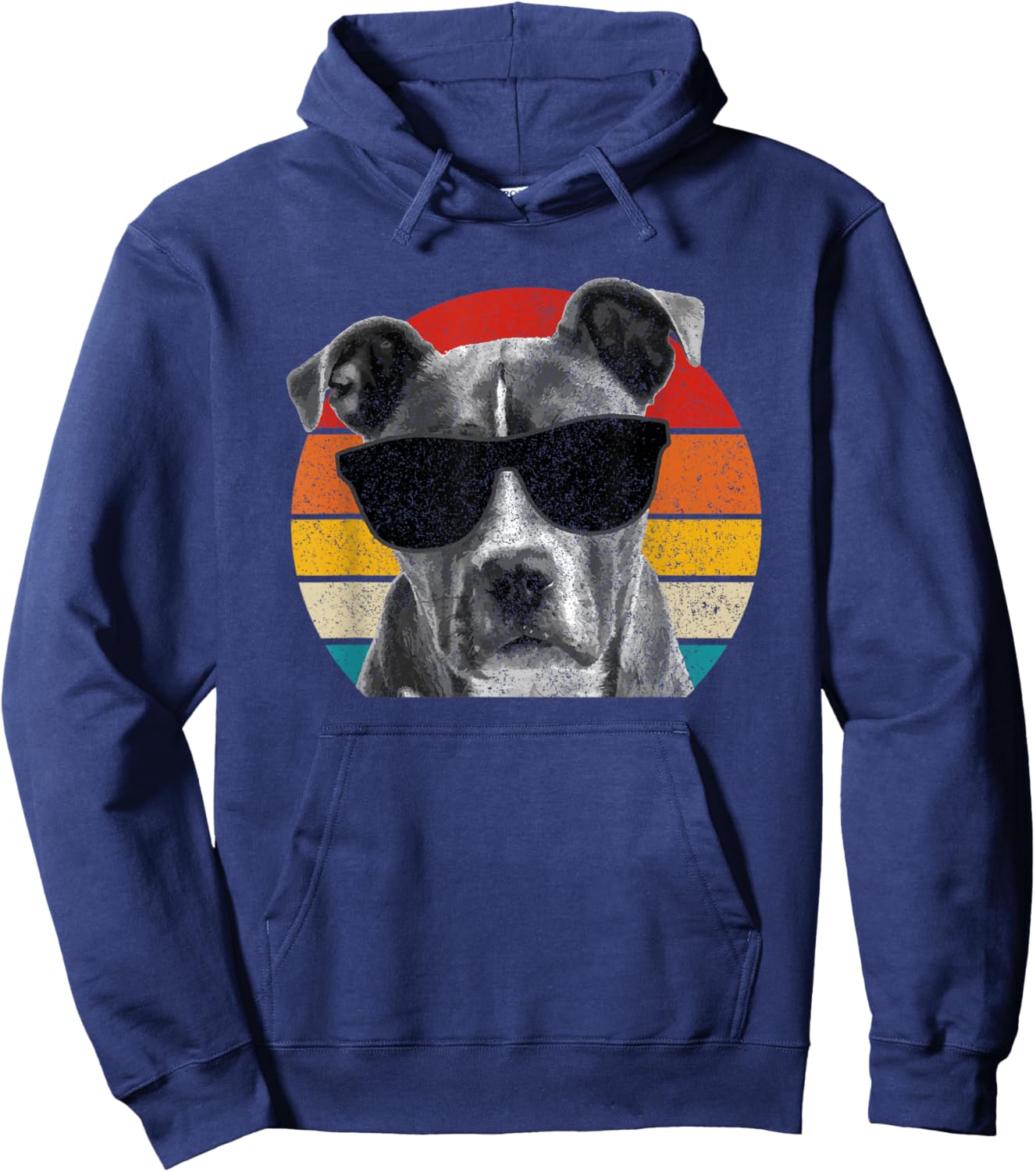 Pitbull Vintage Sunglasses Funny Pittie Dog Pitbull Owner Hoodie - Hoodie | Navy