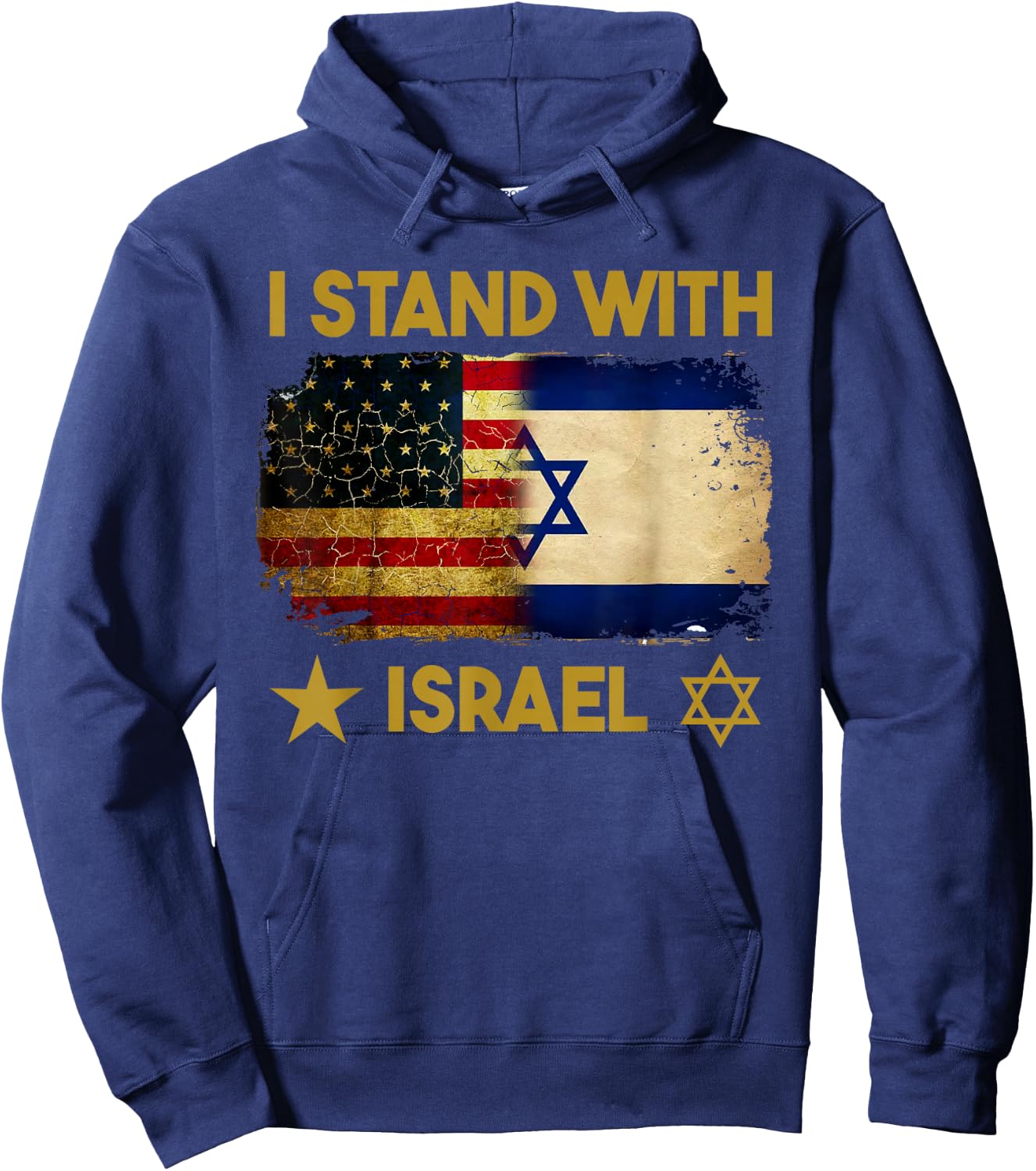 I Stand with Israel Shirt I Stand with Israel America Flag Hoodie - Hoodie | Navy