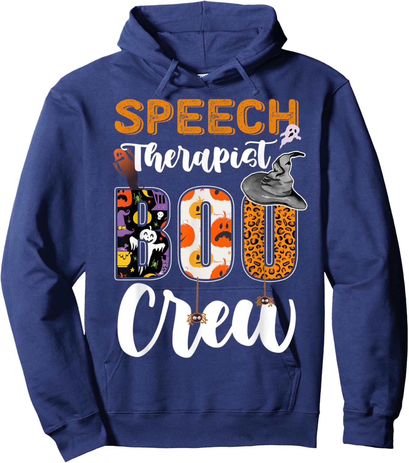 Speech Therapist Boo Crew Ghost Therapy Halloween Matching Hoodie - Hoodie | Navy