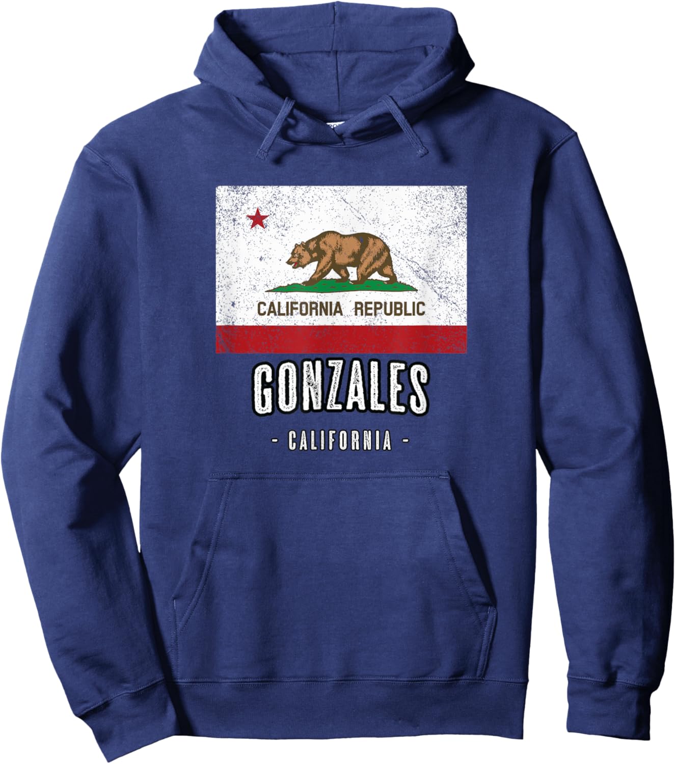 GONZALES - California | Cali City Souvenir - CA Flag Hoodie - Hoodie | Navy