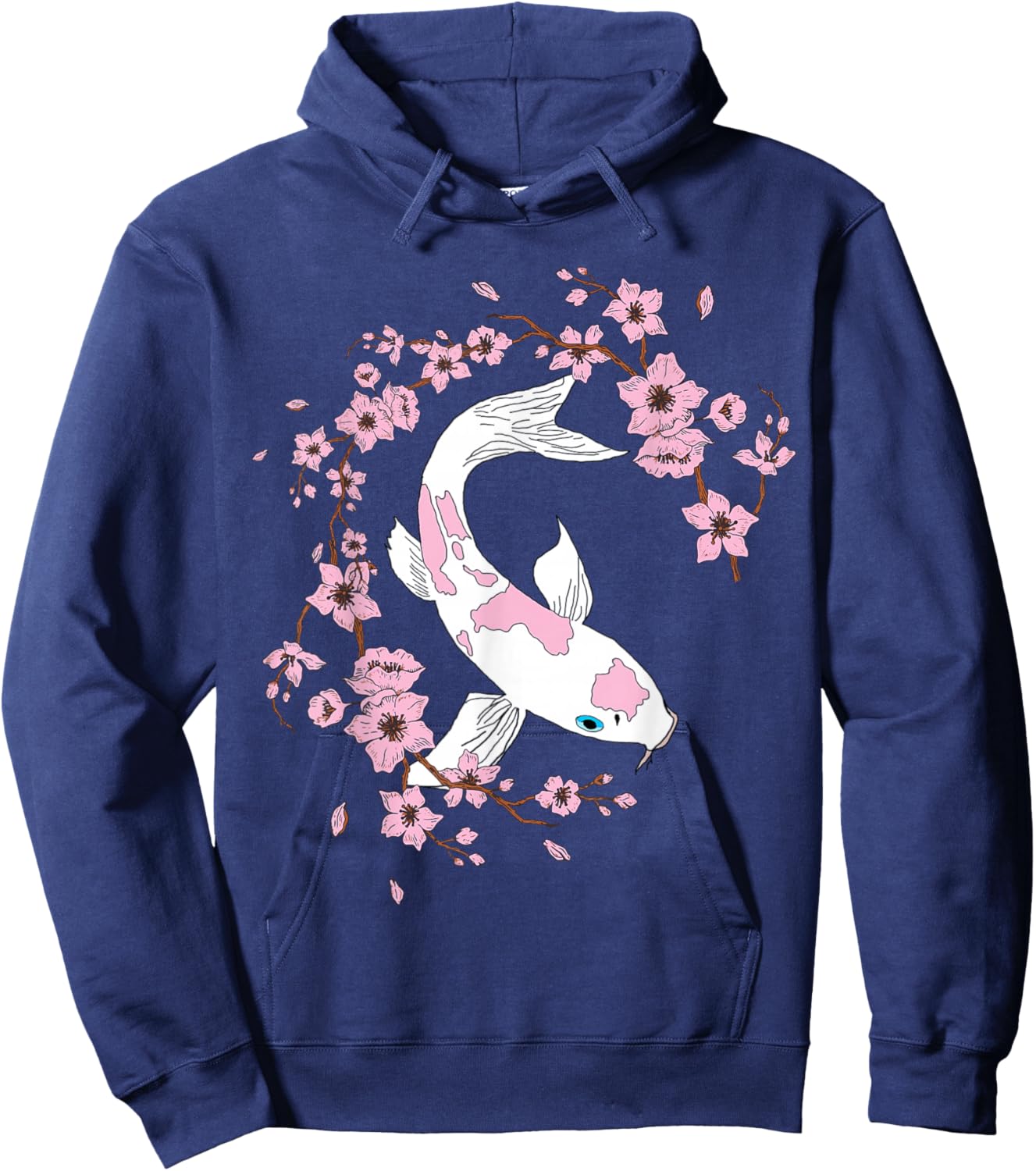 Sakura Cherry Koi Carp Cherry Blossom Tree Hoodie - Hoodie | Navy