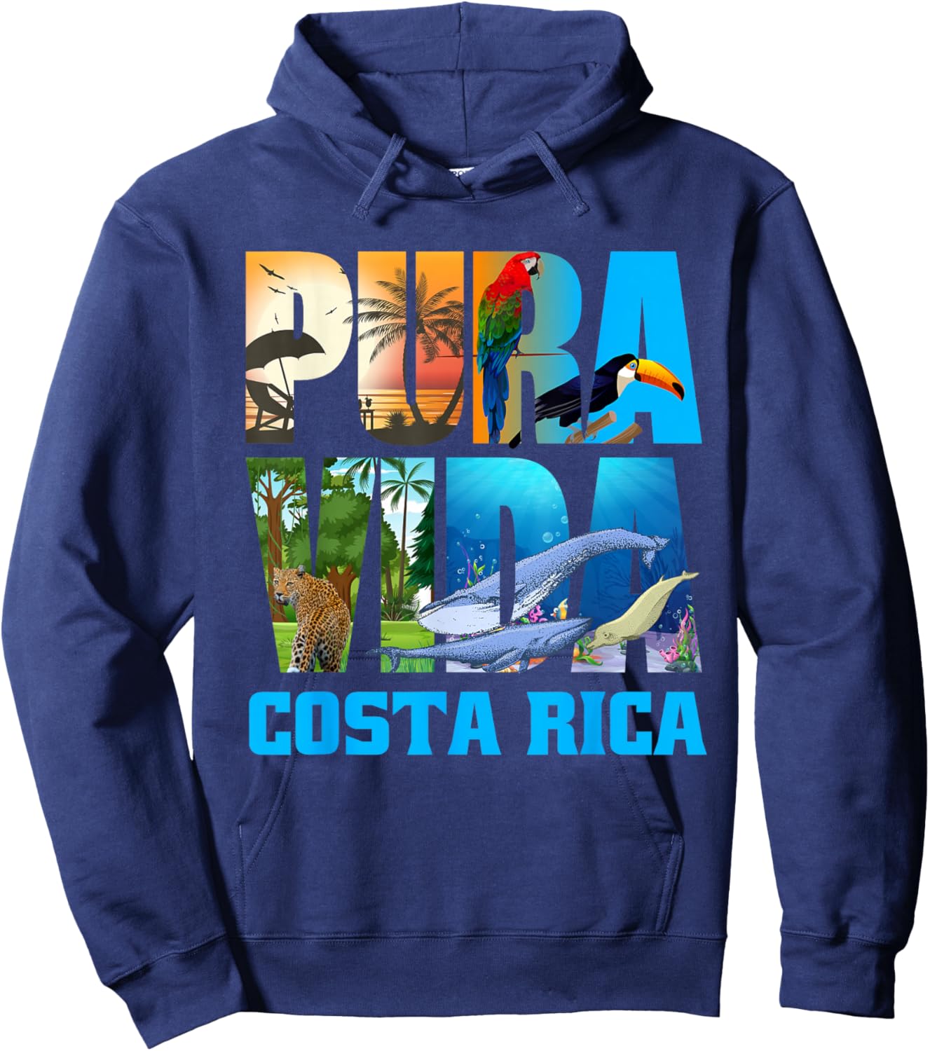 Costa Rica Pura Vida Shirt Animals Nature Pura Vida Hoodie - Hoodie | Navy