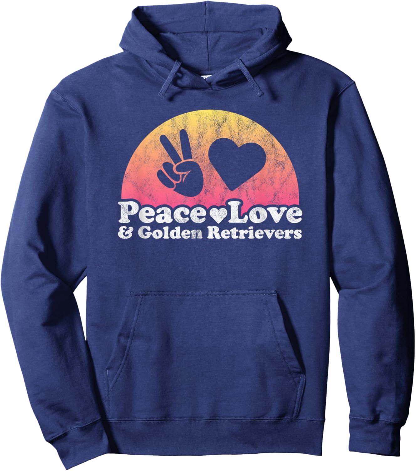 Peace Love and Golden Retrievers Golden Retriever Hoodie - Hoodie | Navy