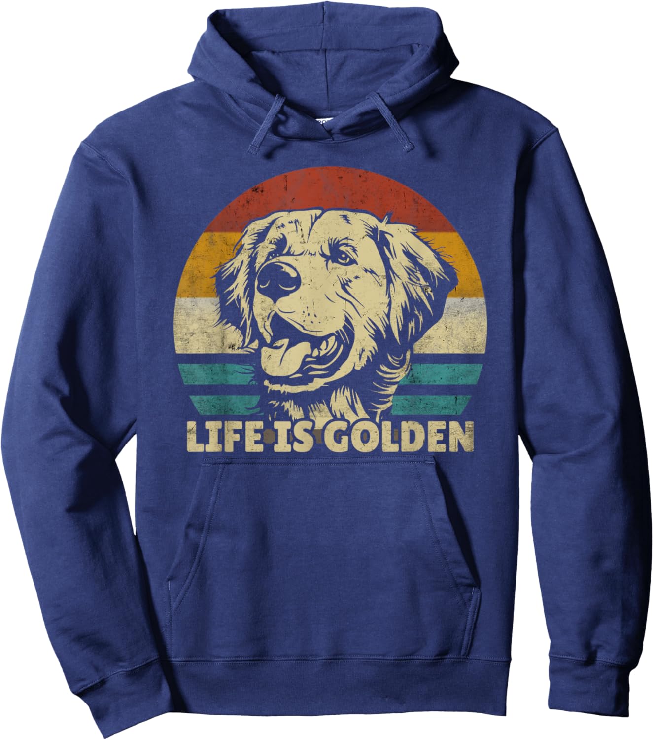 Golden Retriever Hund Life is golden retro vintage Hoodie - Hoodie | Navy