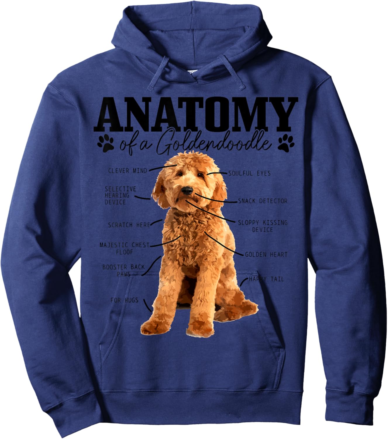 Anatomy Of A Goldendoodle Funny Cute Dog Doodle Mom Dad Women Kids Hoodie - Hoodie | Navy
