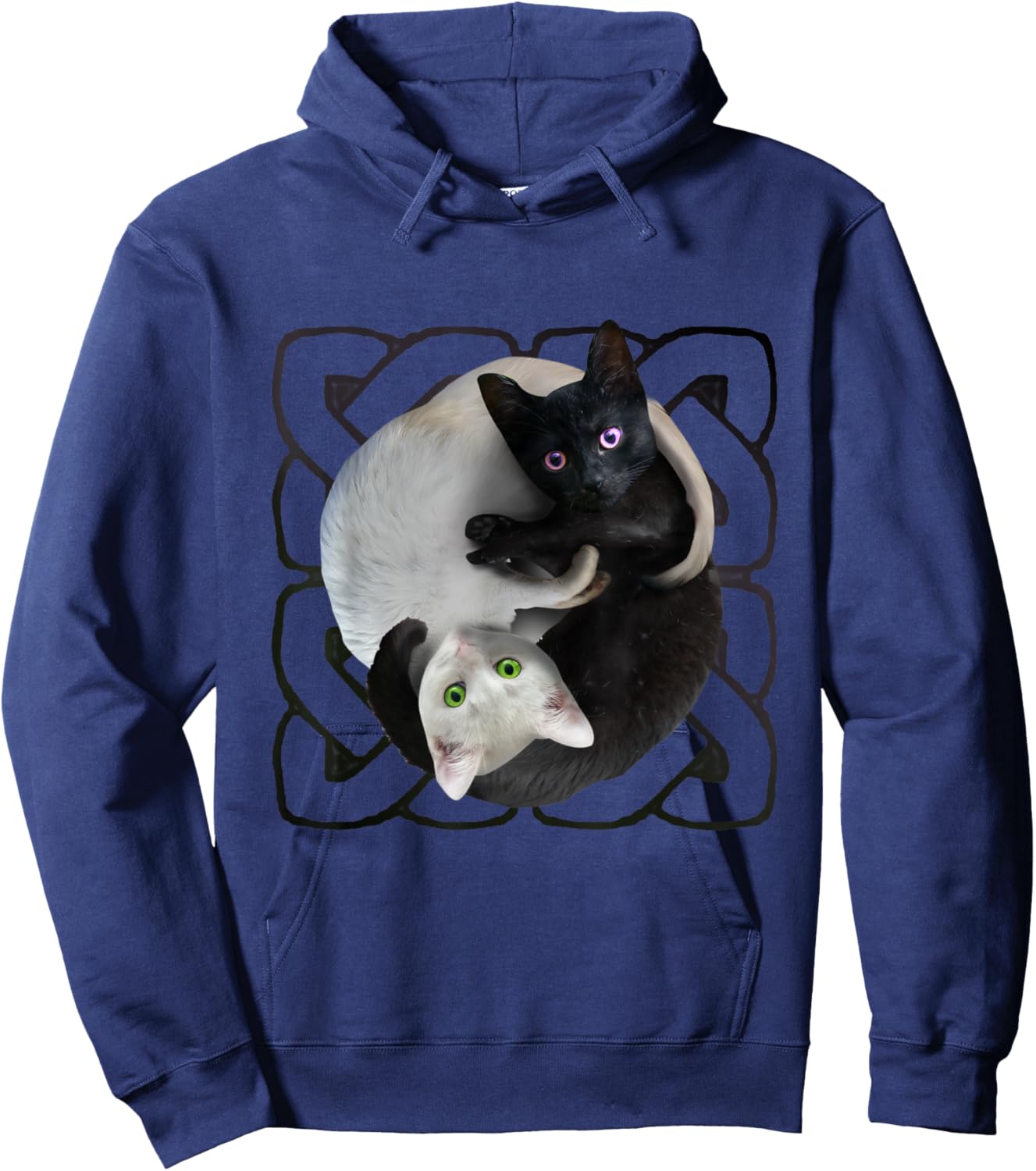 Yin Yang Cat Cats, Yin-Yang Kitty, YinYang Kitten Hoodie - Hoodie | Navy