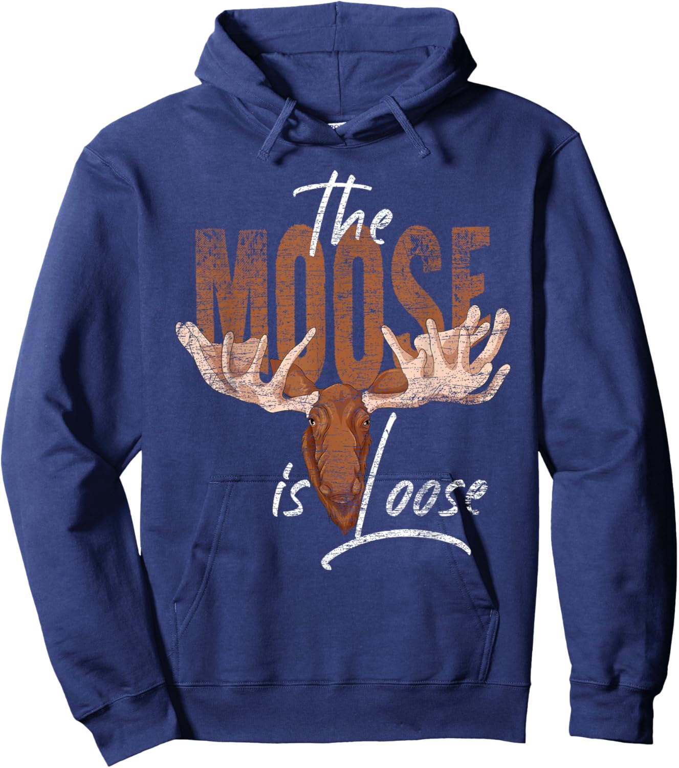 Forest Animal Lovers Scandinavia Wild Animal Funny Moose Hoodie - Hoodie | Navy